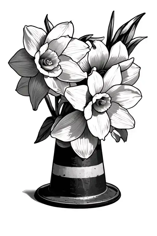 traffic cone with daffodil - Variation 2