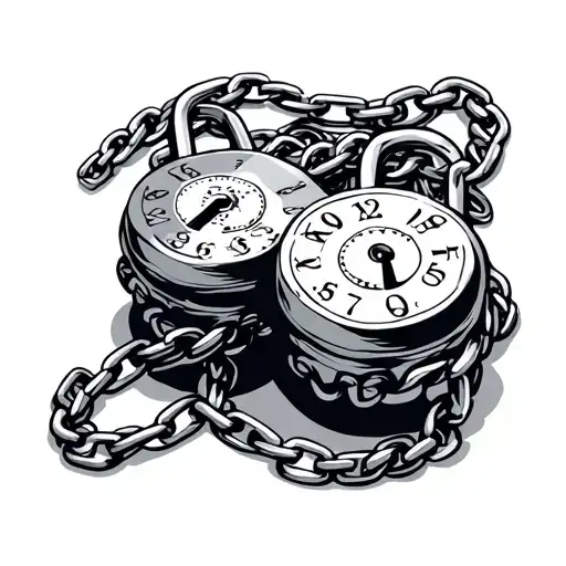 two combination locks with a chain