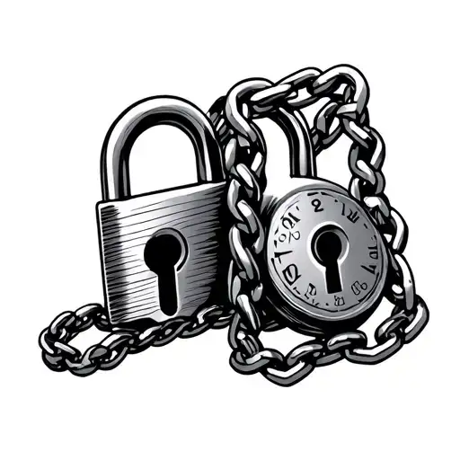two combination locks with a chain - Variation 2