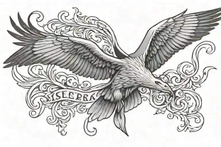 albatross with the words "que sera sera in the wings - Variation 2