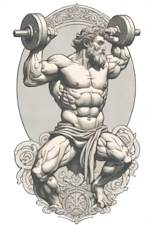 Atlas greek god lifting weights representing the different
