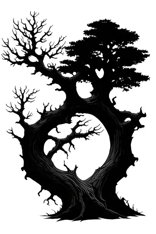 spooky dead tree in the moonlight