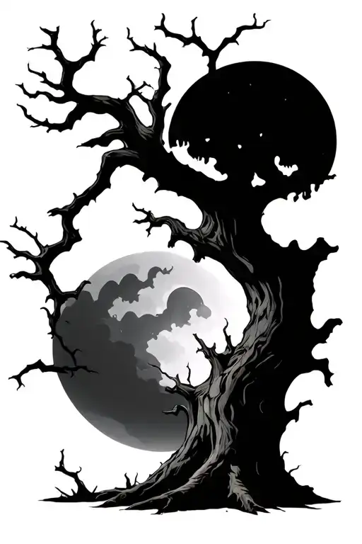 spooky dead tree in the moonlight - Variation 2