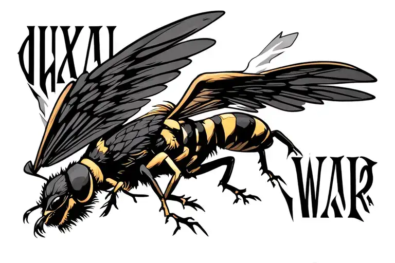 "WASP" war falcon with straight wings not curved. dna as filler and Gatorade style lighting bolts or sig runes - Variation 2