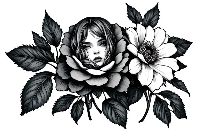 sexy pale girl wearing little clothing holding flower