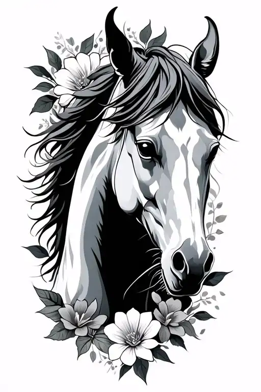 war horse and flowers - Variation 4
