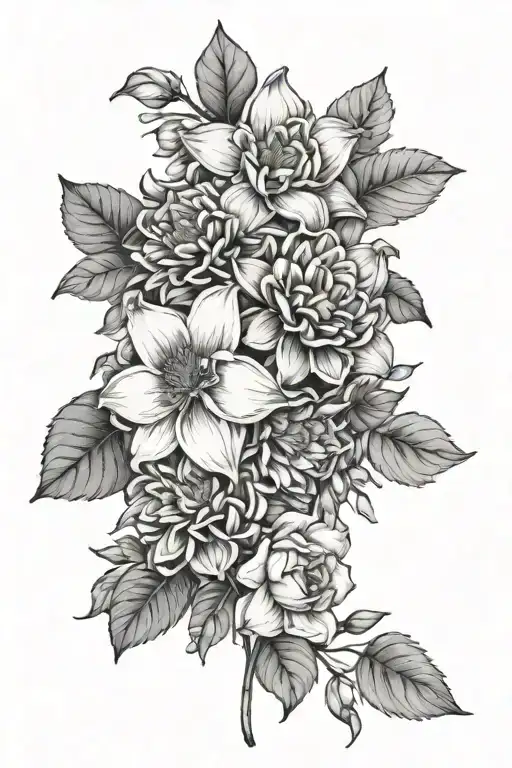 gardenias dahlias sunflower daffodil orchid - Variation 2