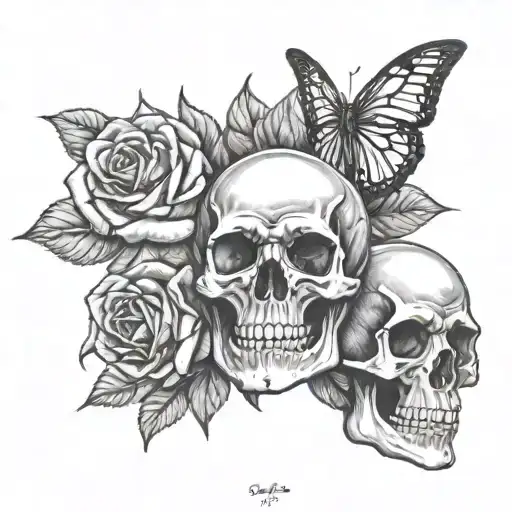 skull and roses monarch - Variation 2