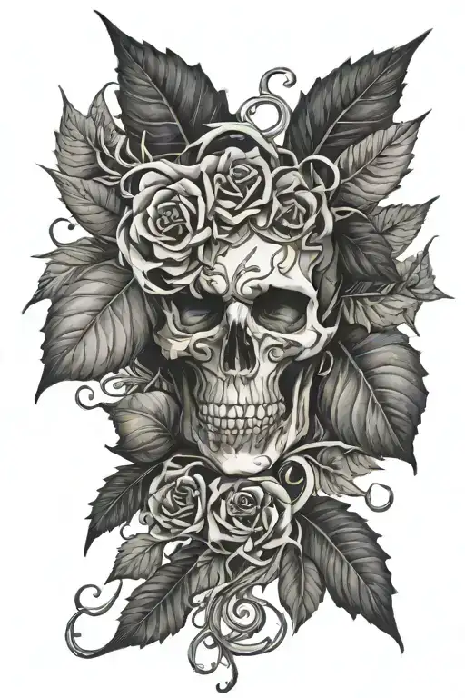 hadestown tattoo with spikey vines and leaves intertwined - Variation 2