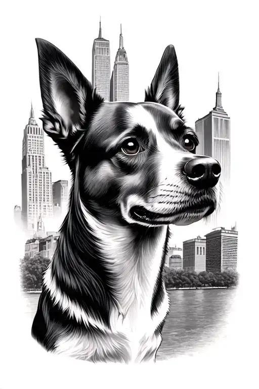 distinctive ears dog and Central Park in New York 
