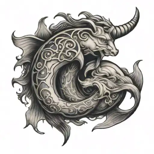 pisces x taurus zodiac sign intertwined - Variation 2