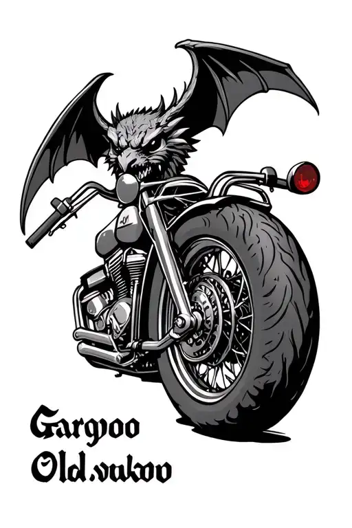 gargoyle old school map old motorcycle - Variation 2
