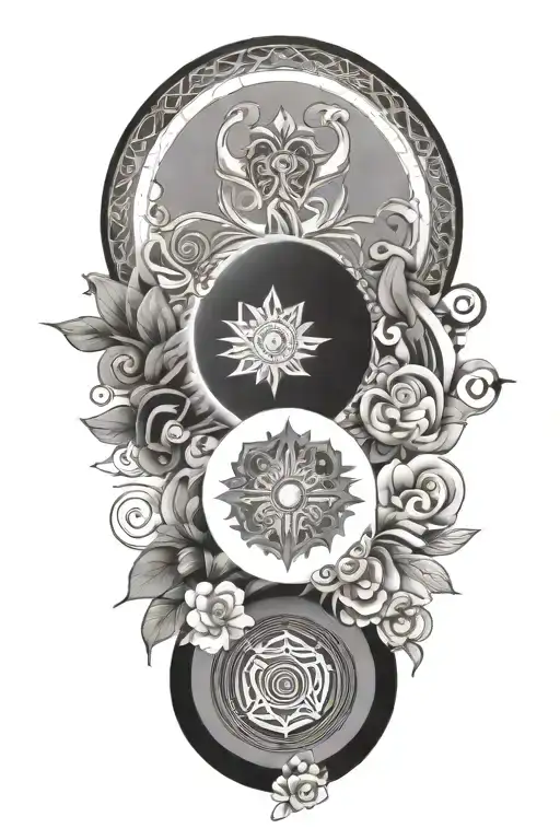 Incorporate a mandala, an aum, buddhist symbols, a book and musical notes - Variation 2