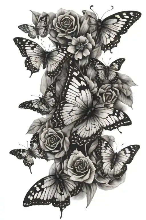 hand to forearm tattoo with fading butterflies
