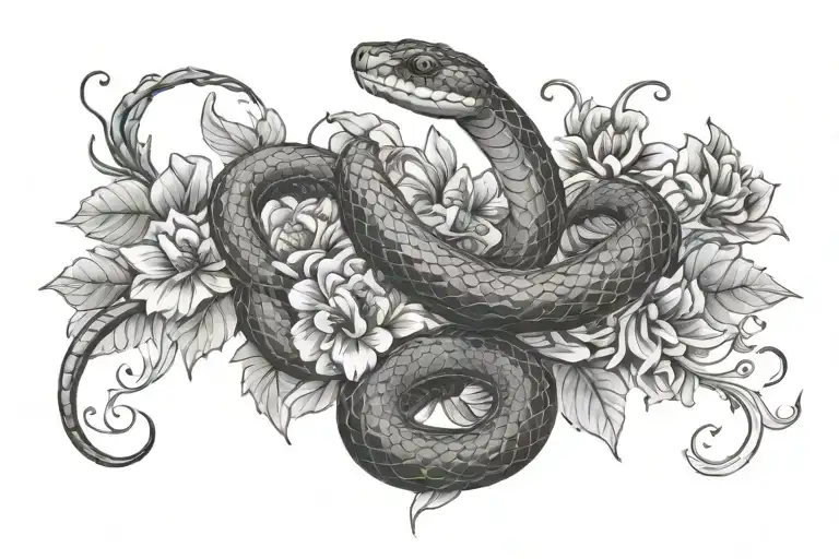 snake and flowers - Variation 1