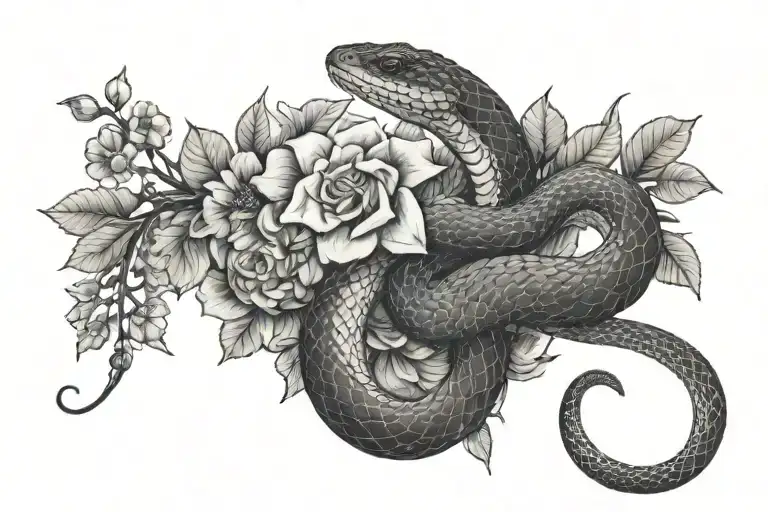 snake and flowers - Variation 2