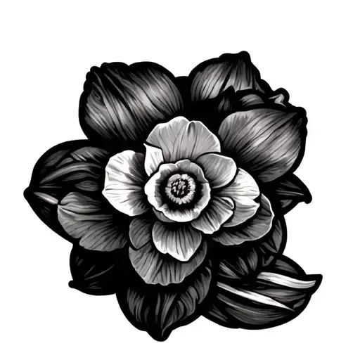 daffodil with date tattoo - Variation 2