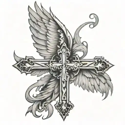 cross with wings spread