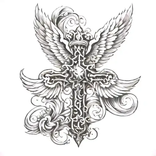 cross with wings spread - Variation 2