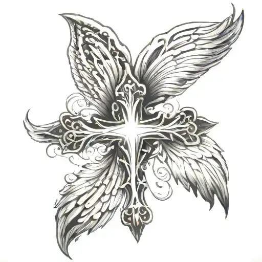 cross with wings spread - Variation 3
