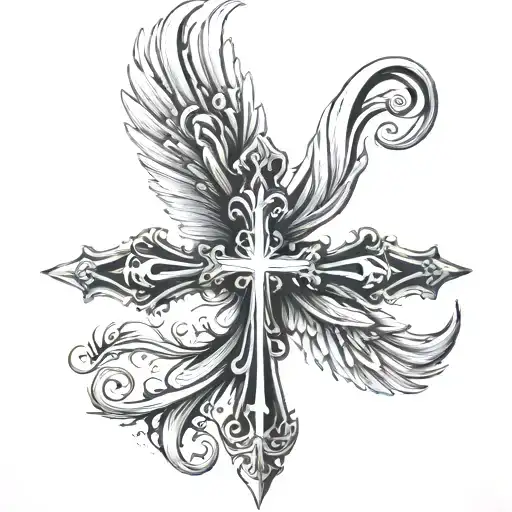 cross with wings spread - Variation 4