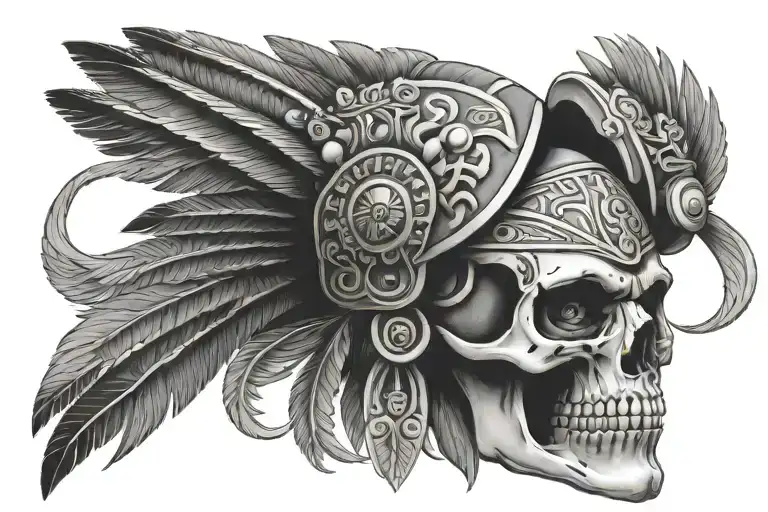 aztec warrior skull wearing a jaguarskull headpiece - Variation 1