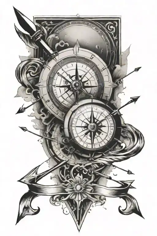 1. This compass and arrow 2. Elongated like this one and using the extra line along the arrow, the circles and dots 3. U - Variation 2