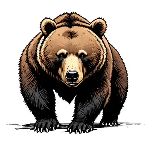 mighty brown bear standing