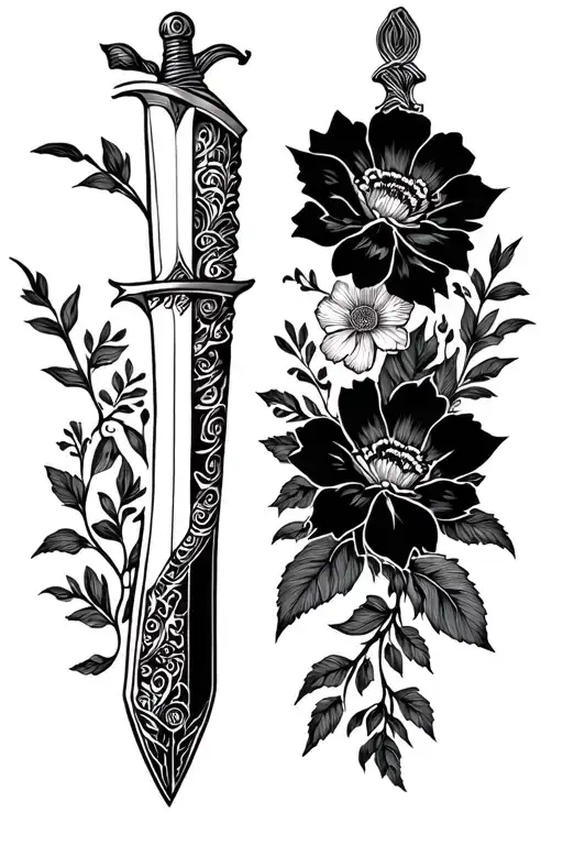 Maki dagger and flowers - Variation 2