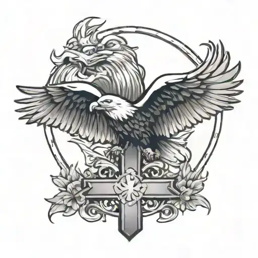cross with bald eagle wings