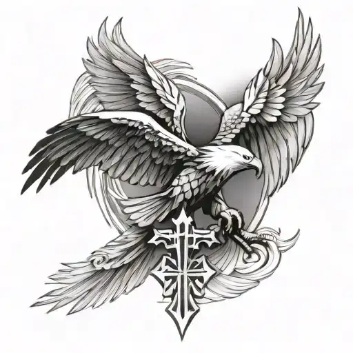 cross with bald eagle wings - Variation 2