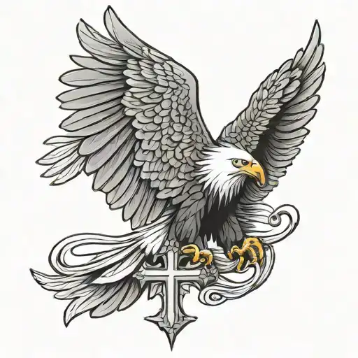 cross with bald eagle wings - Variation 3