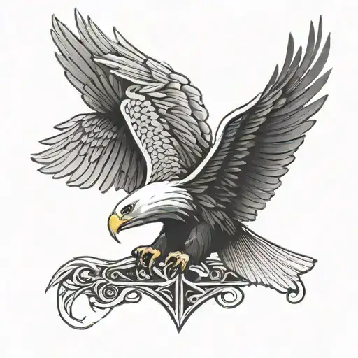cross with bald eagle wings - Variation 4