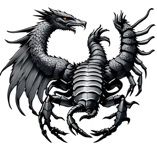 Cancer and scorpio zodiac with Phoenix - Variation 2