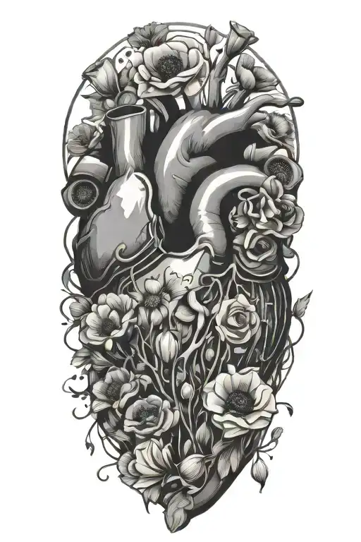 abstract design human heart, poppies, anemones, music, love - Variation 6