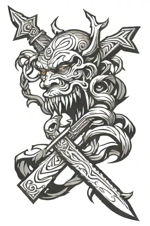 anger issues, anxiety, depression, knife intertwined