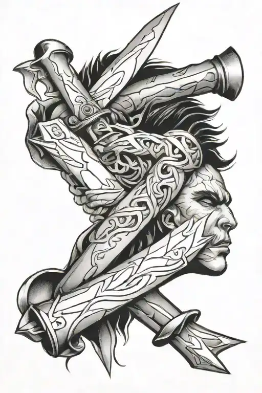 anger issues, anxiety, depression, knife intertwined - Variation 2