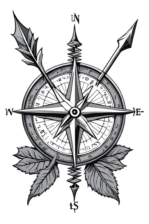 Compass, rose and arrow - Variation 2