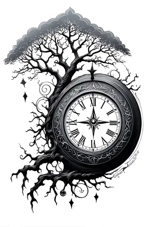 clock, tree of life, compass - Variation 2