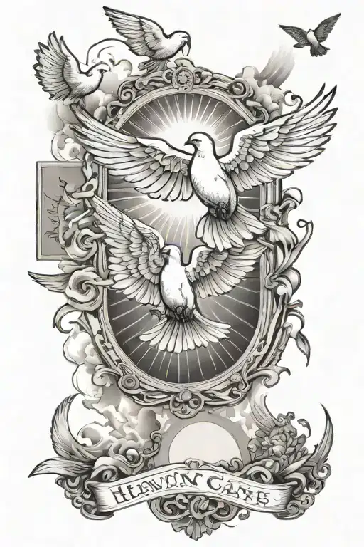 Heaven gates doves flying towards the sun, scripts memorabilia 
