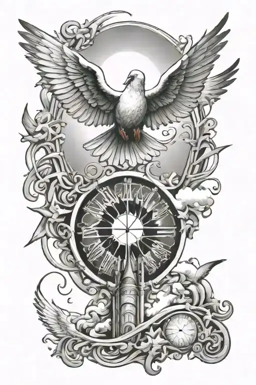 Heaven gates doves flying towards the sun, scripts memorabilia  - Variation 2