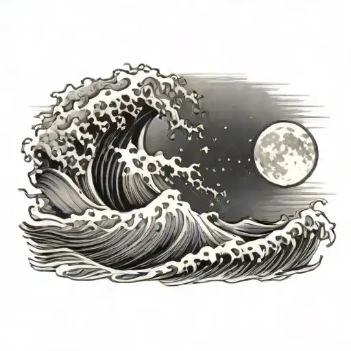 Waves crashing, moon rising 0401 - Variation 1