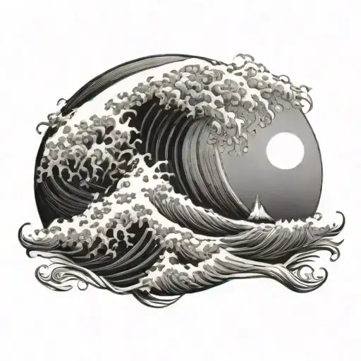 Waves crashing, moon rising 0401 - Variation 4