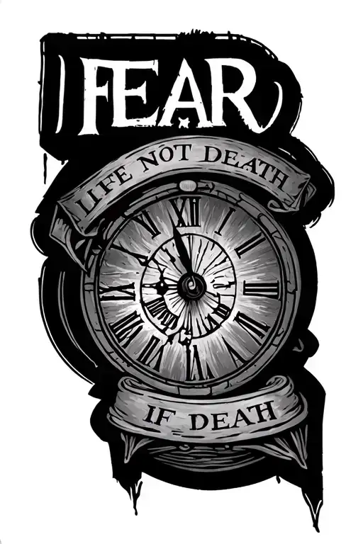 fear life not death sand clock Latin words