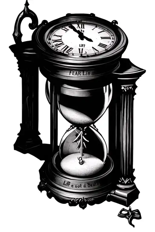 fear life not death sand clock Latin words - Variation 2