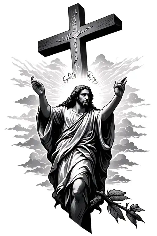 cross and God reaching towards the sky - Variation 2