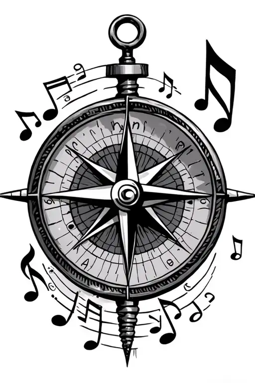 compass, musical notes, nautical - Variation 1