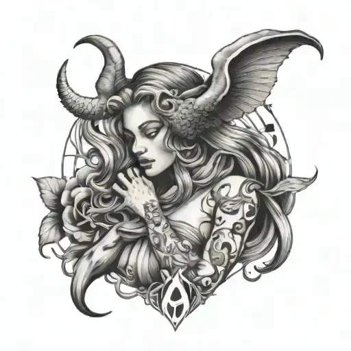   Aquarius woman with Taurus tattoo on her 