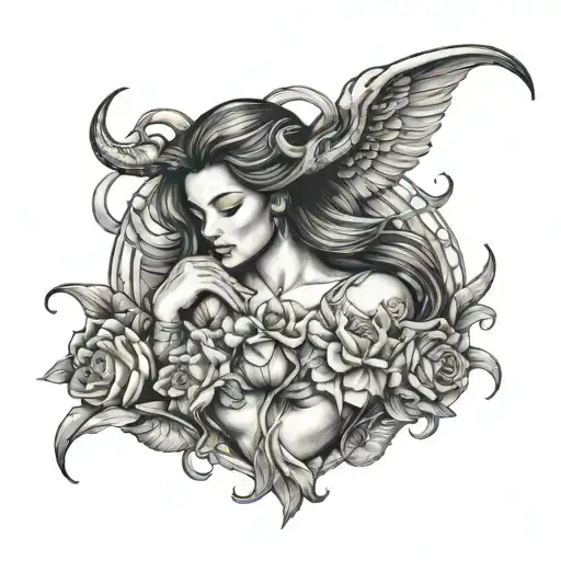 Aquarius woman with Taurus tattoo on her - Variation 2
