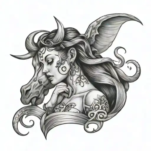 Aquarius woman with Taurus tattoo on her - Variation 4